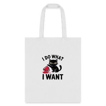 Cute cat design on a comfy tee Funny cat t-shirt - Tote Bag - white - Front