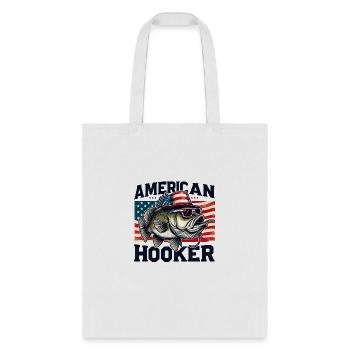 Funny American Hooker Bass Fishing - Tote Bag - white - Front