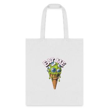Eat Me - Creepy Eye Ice Cream Graphic Tee - Tote Bag - white - Front