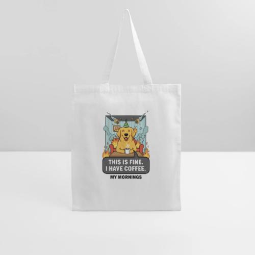 🔥 Funny Dog Meme “This Is Fine, I Have Coffee” - Tote Bag
