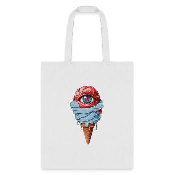 an ice cream with a red eye T-shirt Design - Tote Bag - white - Front