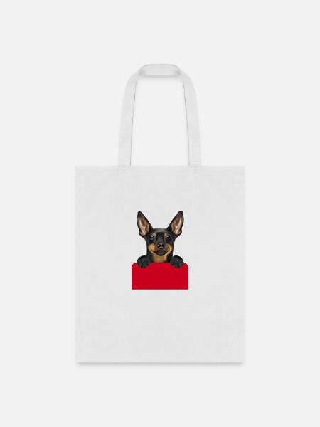Indonesia Flag Miniature Pinscher Dog In Pocket - Tote Bag - white