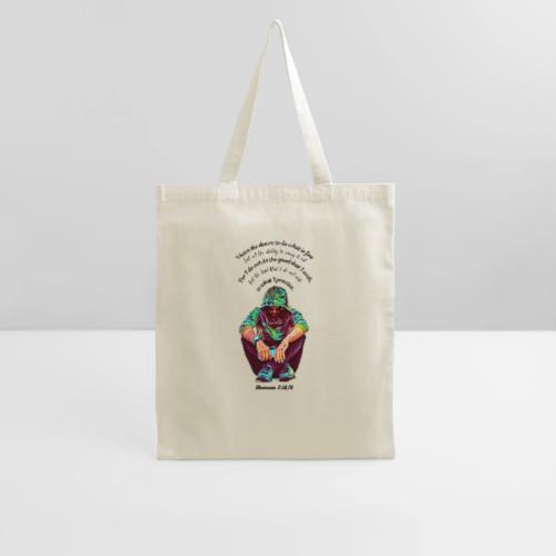 Hooded Man Color Pencil Sketch Drawing Scripture - Tote Bag