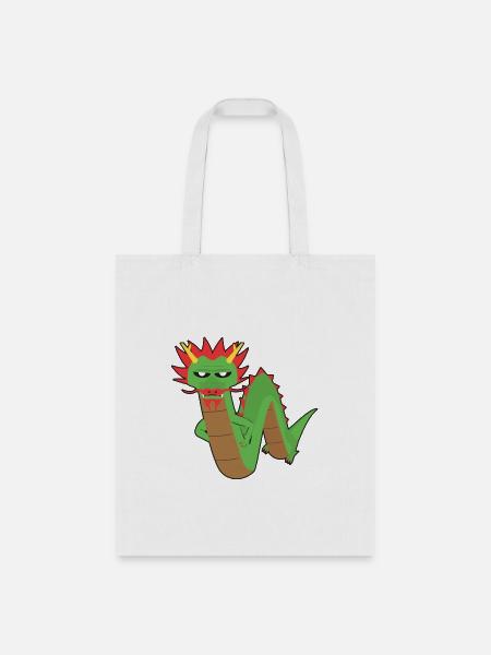 Grumpy Dragon - Tote Bag - white