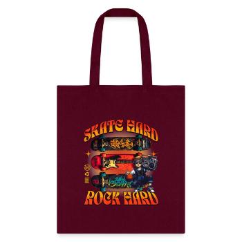 Skate Hard Rock Hard Vintage 80s Skateboarder - Tote Bag - burgundy - Front