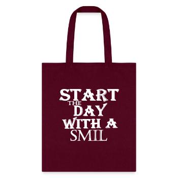 Start the day with a smil - Tote Bag - burgundy - Front