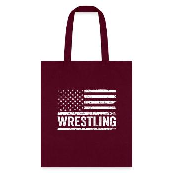 US Flag Wrestling American Flag Wrestling Wrestle - Tote Bag - burgundy - Front