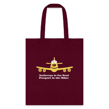 Stethoscope in one Hand, Passport in the other - Tote Bag - burgundy - Front