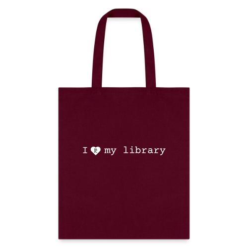 I Love My Library in White - Tote Bag