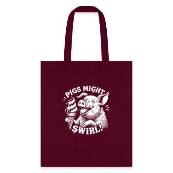Pig Eating Ice Cream - Tote Bag - burgundy - Front