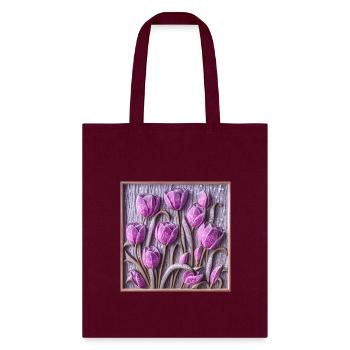 3D Frosted Tulips - Tote Bag - burgundy - Front