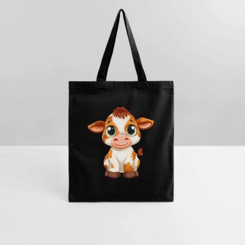 Cute Cartoon Baby Calf with Bright Innocent Eyes - Tote Bag