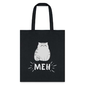 Mad Cat - Meh - Funny Animals - Tote Bag - black - Front