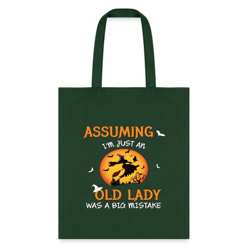 Old Lady Witch Broomstick Black Cat Bats Spider. - Tote Bag