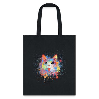 Watercolor Funny Cat - Tote Bag - black - Front
