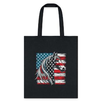 American Flag Horse Design, Patriotic Horse png - Tote Bag - black - Front