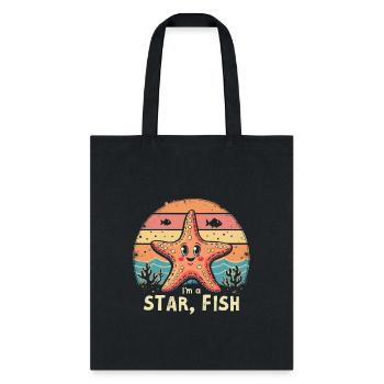 Retro Starfish Iâm a Star, Fish Funny Ocean Tee - Tote Bag - black - Front