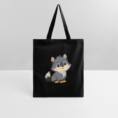 Cute Cartoon Baby Wolf with Innocent Eyes - Tote Bag