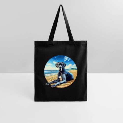 Great Dane on the Beach Cartoon - Tote Bag