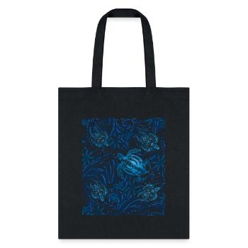 Blue Honu Moon - Hawaiian - Samoan - Polynesian Tr - Tote Bag - black - Front