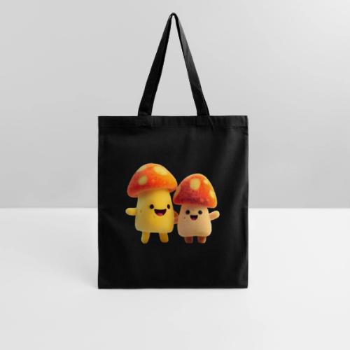 Joyful Cartoon Mushroom Duo - Tote Bag