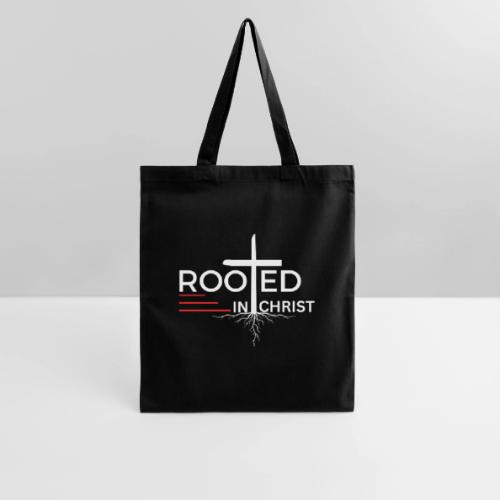 Rooted in Christ (white) - Colossians 2:7 - Tote Bag