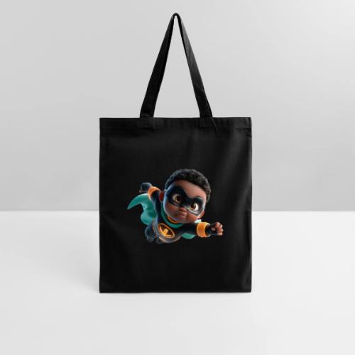 Brave Cartoon Superhero Boy in Green Cape - Tote Bag