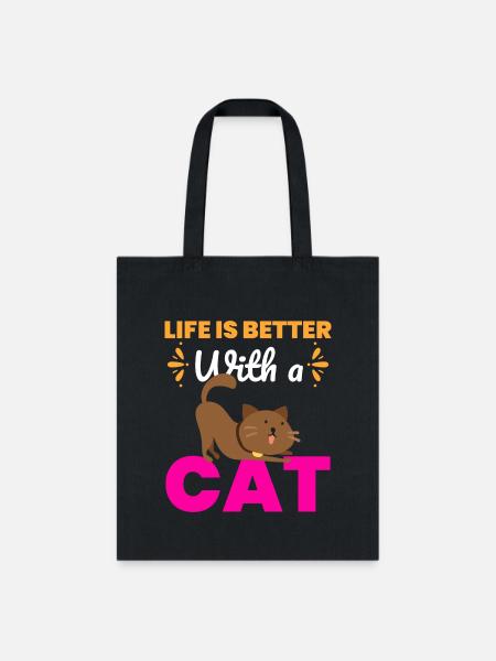 Life is better with cats cats lover - Tote Bag - black