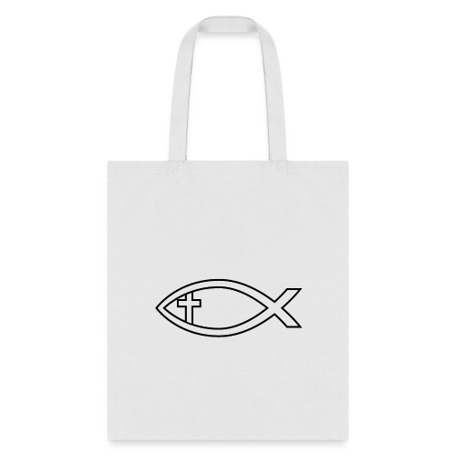 Ichthus with Cross Christian Fish Symbol - Tote Bag