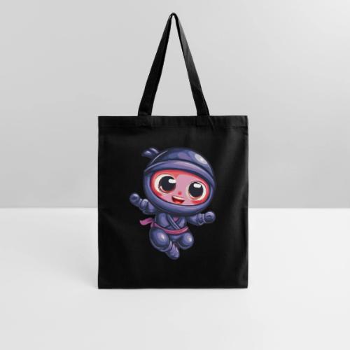 Joyful Cartoon Baby Ninja Jumping in Action - Tote Bag