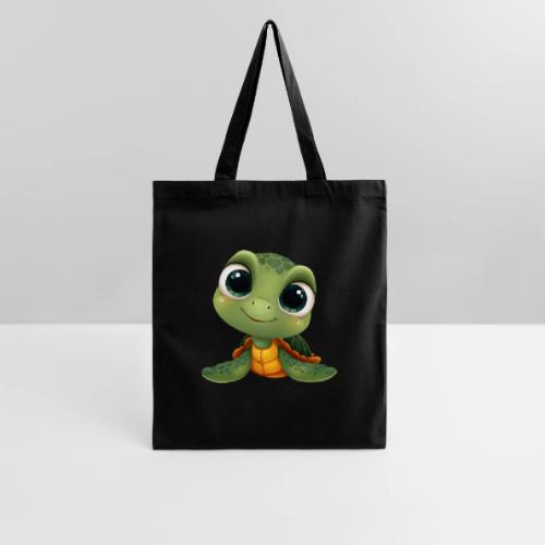 Cheerful Green Cartoon Sea Turtle with Big Eyes - Tote Bag
