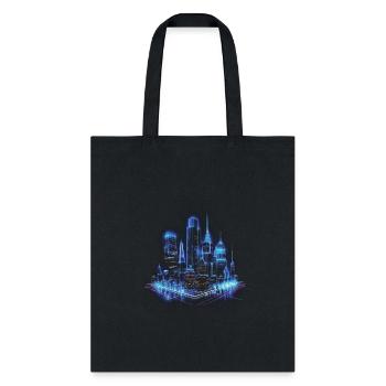 trendy blue neon city - Tote Bag - black - Front