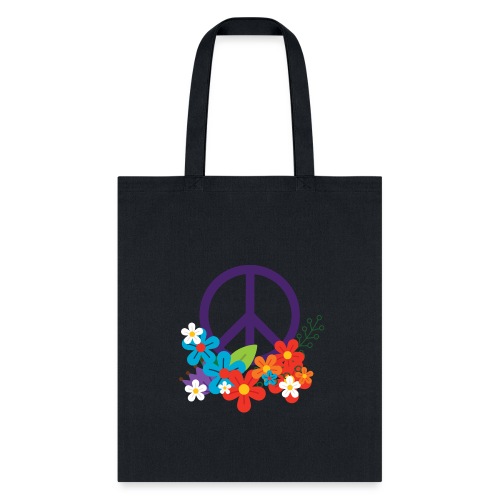 Hippie Peace Design With Flowers - Tote Bag