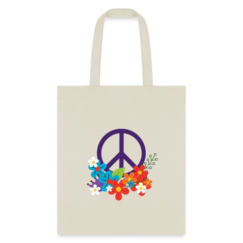 Hippie Peace Design With Flowers - Tote Bag
