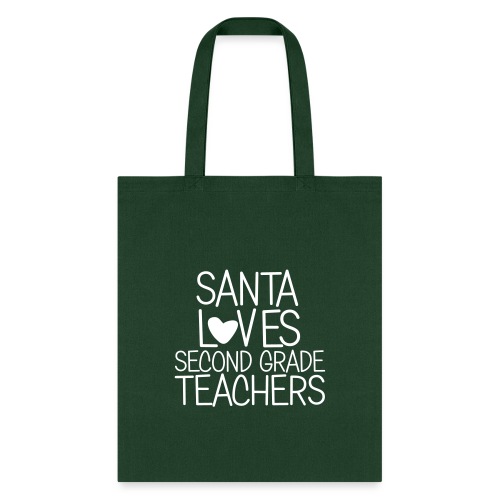 Santa Loves Second Grade Teachers Christmas Tee - Tote Bag