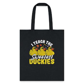 I Teach The Sweetest Duckies Teacher Rubber Duck - Tote Bag - black - Front
