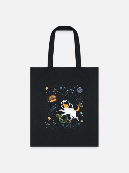 The First Dog in Space Ate Burger - Tote Bag - black