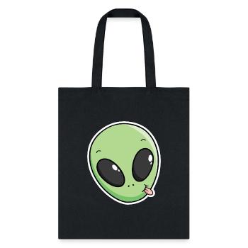 Green Alien Face Cute Paranormal Lover Drawing 1 - Tote Bag - black - Front