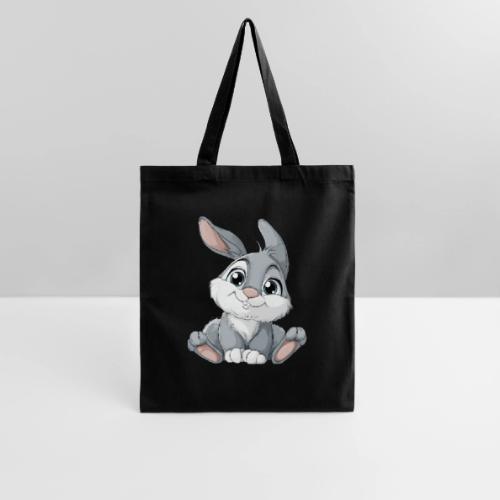 Joyful Grey and White Baby Rabbit Cartoon - Tote Bag