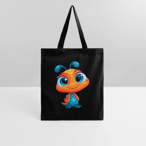 Fun Cartoon Alien in Orange and Blue - Tote Bag