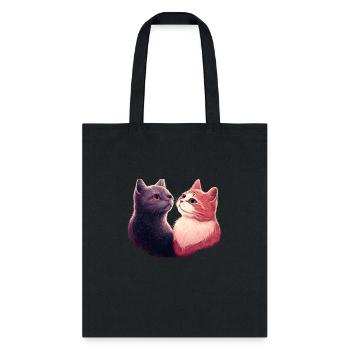 cat and his lover on the occasion of Valentine - Tote Bag - black - Front