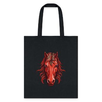 Red Horse - Horse Head Design - Tote Bag - black - Front