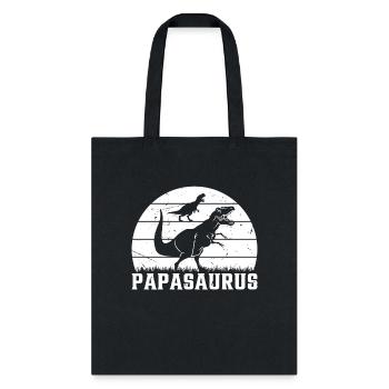Papa Dino Papa Saurus Papa Dinosaur - Papasaurus - Tote Bag - black - Front