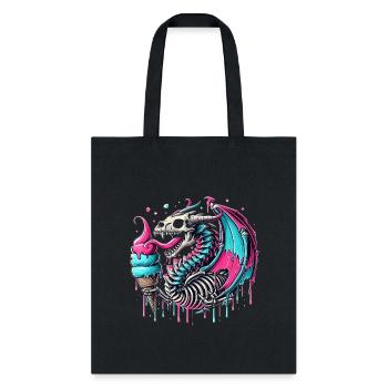 Dragon Skeleton Eating Ice Cream - Tote Bag - black - Front