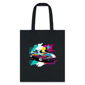 Vivid, Colourful Illustration of a Sports Car - Tote Bag - black - Front
