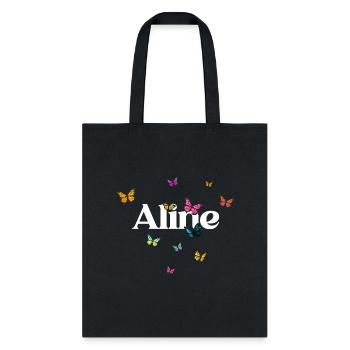 ALINE - beautiful girl name with cute butterflies - Tote Bag - black - Front