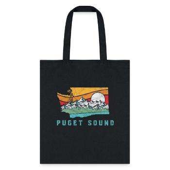 Puget Sound Washington Outdoors Moains - Tote Bag - black - Front