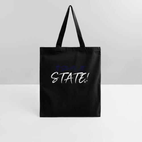 It Starts At STATE! -Navy & White Script - Tote Bag