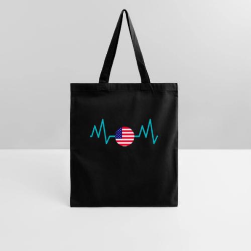 Heartbeat USA Flag – Patriotic American Pride Tee - Tote Bag