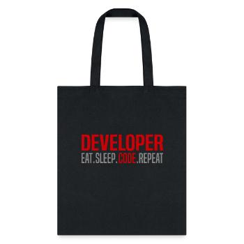 Developer Computer Programmer Gift Eat Sleep code - Tote Bag - black - Front